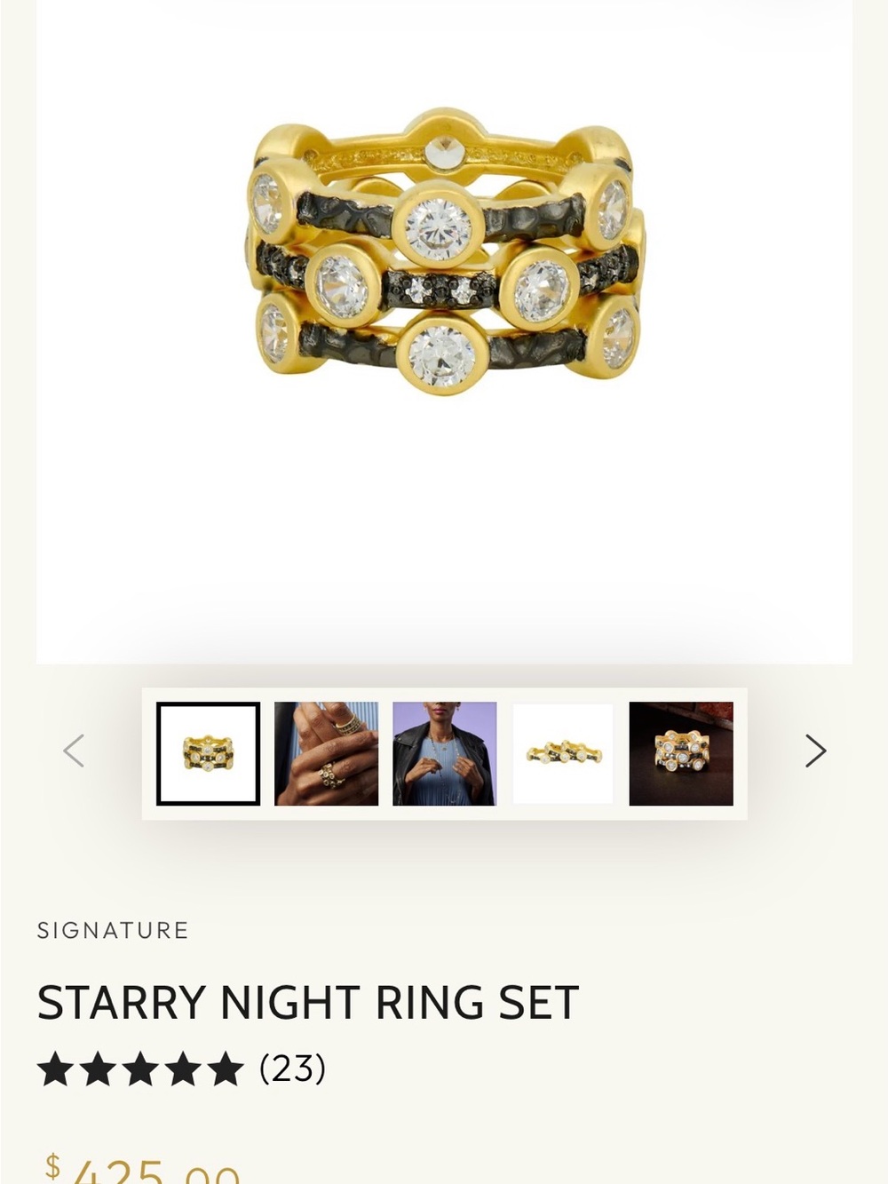 Freida ROTHMAN Starry Night Ring Set - size 7 set of 3